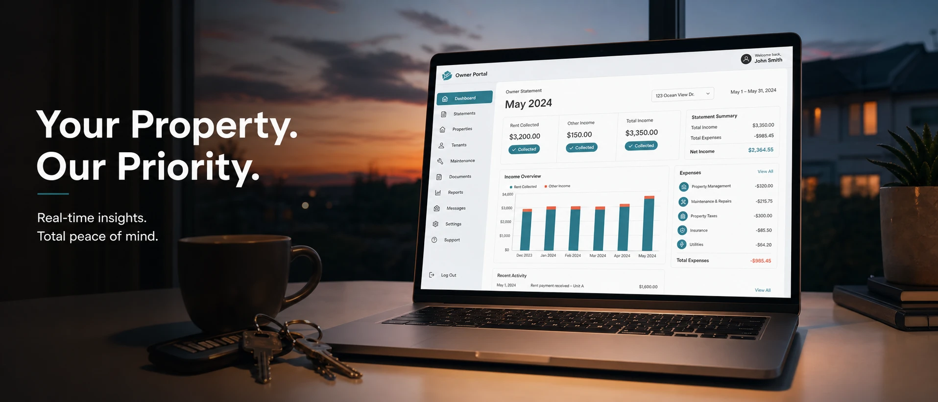 Owner Portal online rent collection dashboard with monthly statement Ottawa